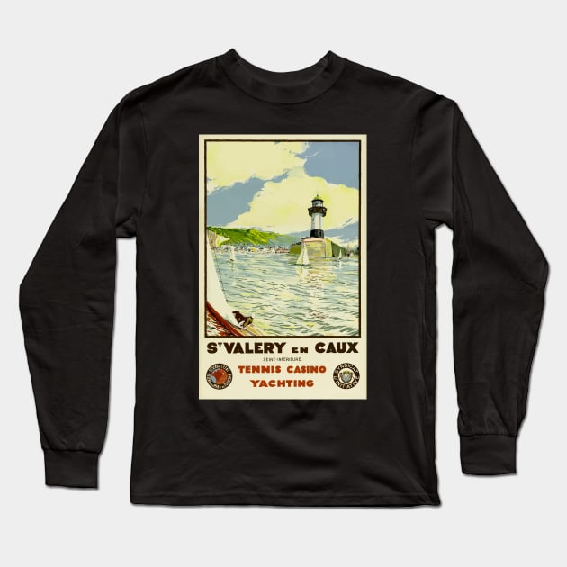 St. Valery en Caux - Sailing Travel Poster Long Sleeve T-Shirt by Culturio